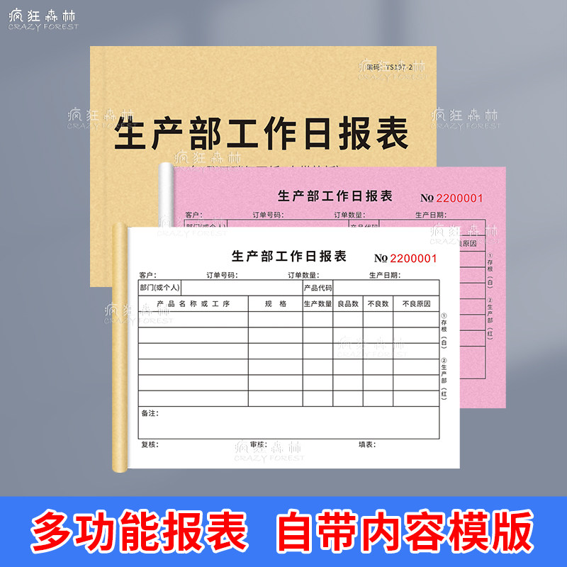 生产部工作日报表产量统计单据