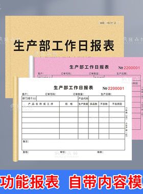 生产部工作日报表二联生产量日报表车间产量计件表工人产能表生产明细表车间部门计划表产量统计表