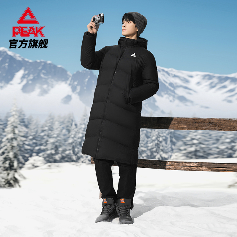 匹克羽绒服长款男女同款户外加绒连帽保暖加厚鸭绒防风外套运动服