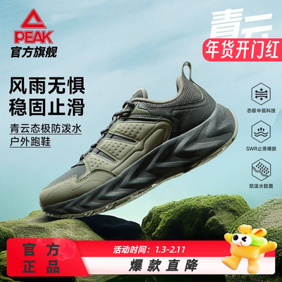 匹克态极青云跑步鞋男款皮面防滑耐磨减震通勤慢跑鞋男鞋官方正品