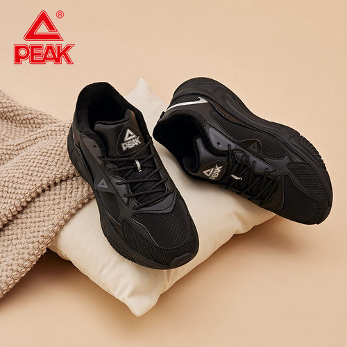 秋季休闲鞋匹克加绒保暖情侣