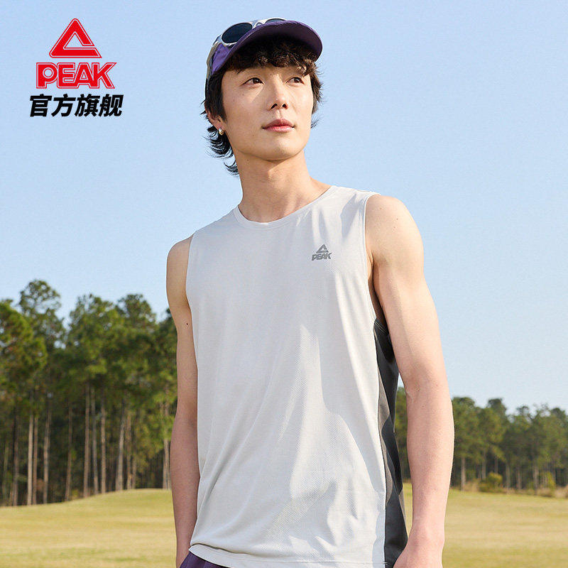 匹克运动背心男无袖速干透气跑步健身训练轻薄绿色背心官方正品