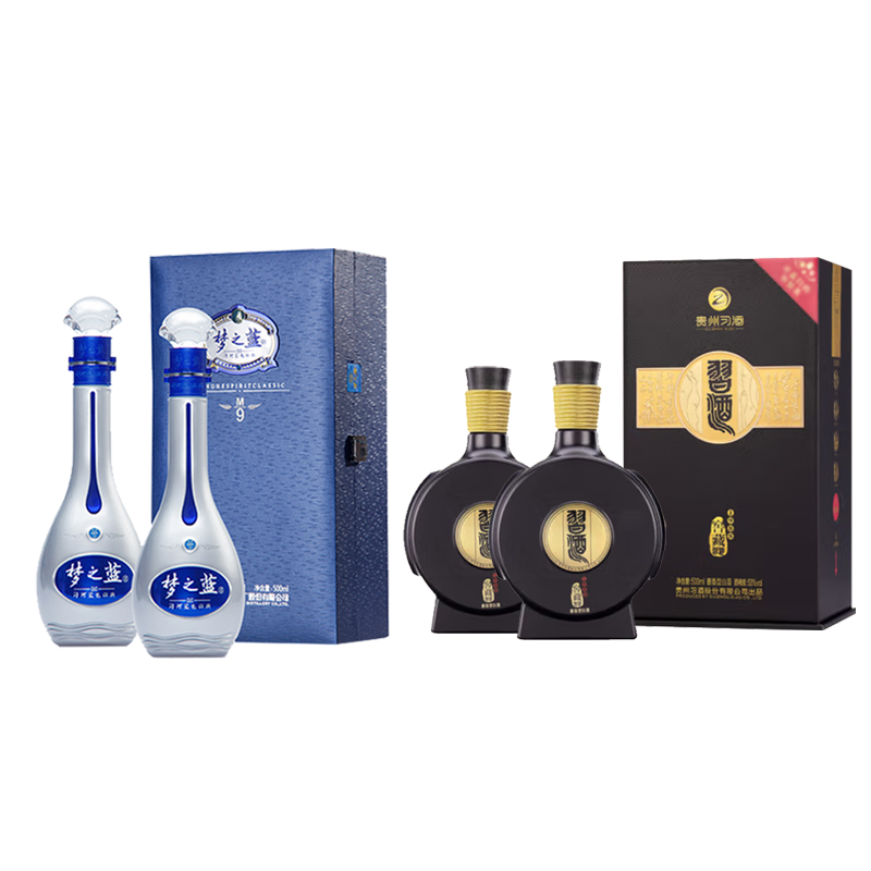 洋河梦之蓝M9浓香型52°500ml*2+习酒窖藏1988酱香型53°500ml*2