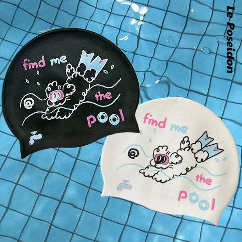 泳帽硅胶不勒头大头情侣可爱小狗