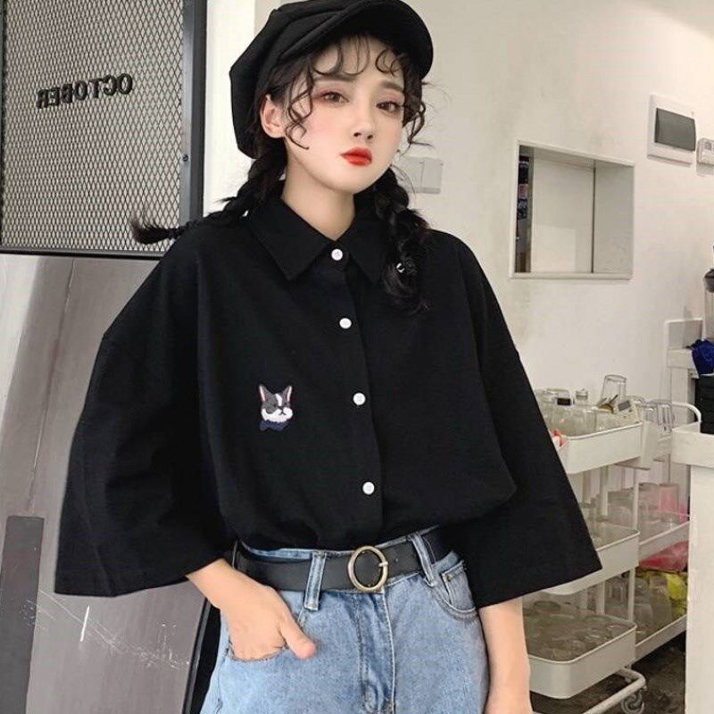 shirt Short sleeved junior middle school student Korean Edition Easy Mid length version Puppy Versatile half sleeve College wind shirtin the Women's clothing/Boutique , Shirt  category - from Buy2taobao.com to provide professional Taobao agent buy service