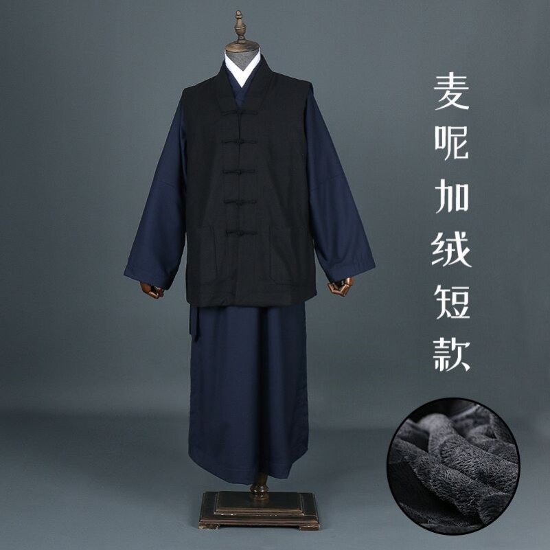 特卖冬季道袍马甲道士服装男长短道服加厚坎肩女棉服马夹背心道士