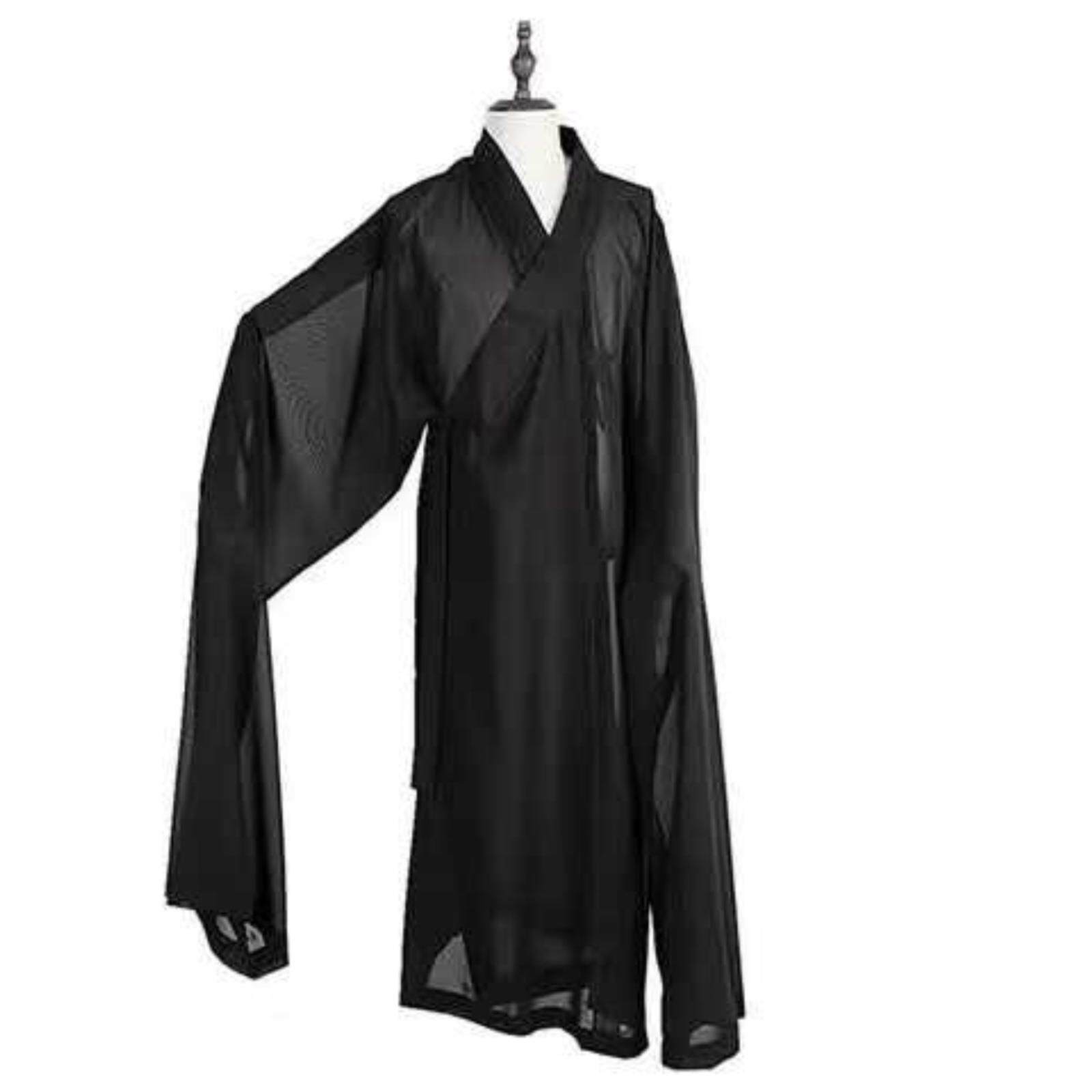 特价麻料青衣道衣法衣长袖长袍长褂斜襟长款道士服装垂感道装黑色