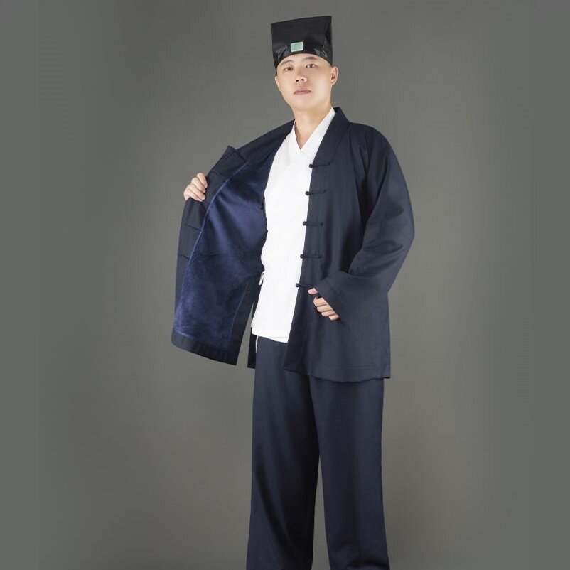 特卖武当山道士服装冬季加绒太极服加厚保暖棉衣斜襟男女款三清领