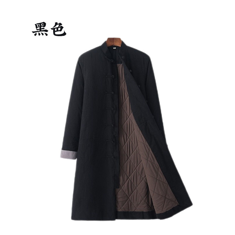 特卖新中式棉袄中长款棉麻加厚保暖居士汉服外套道袍2024早秋新款