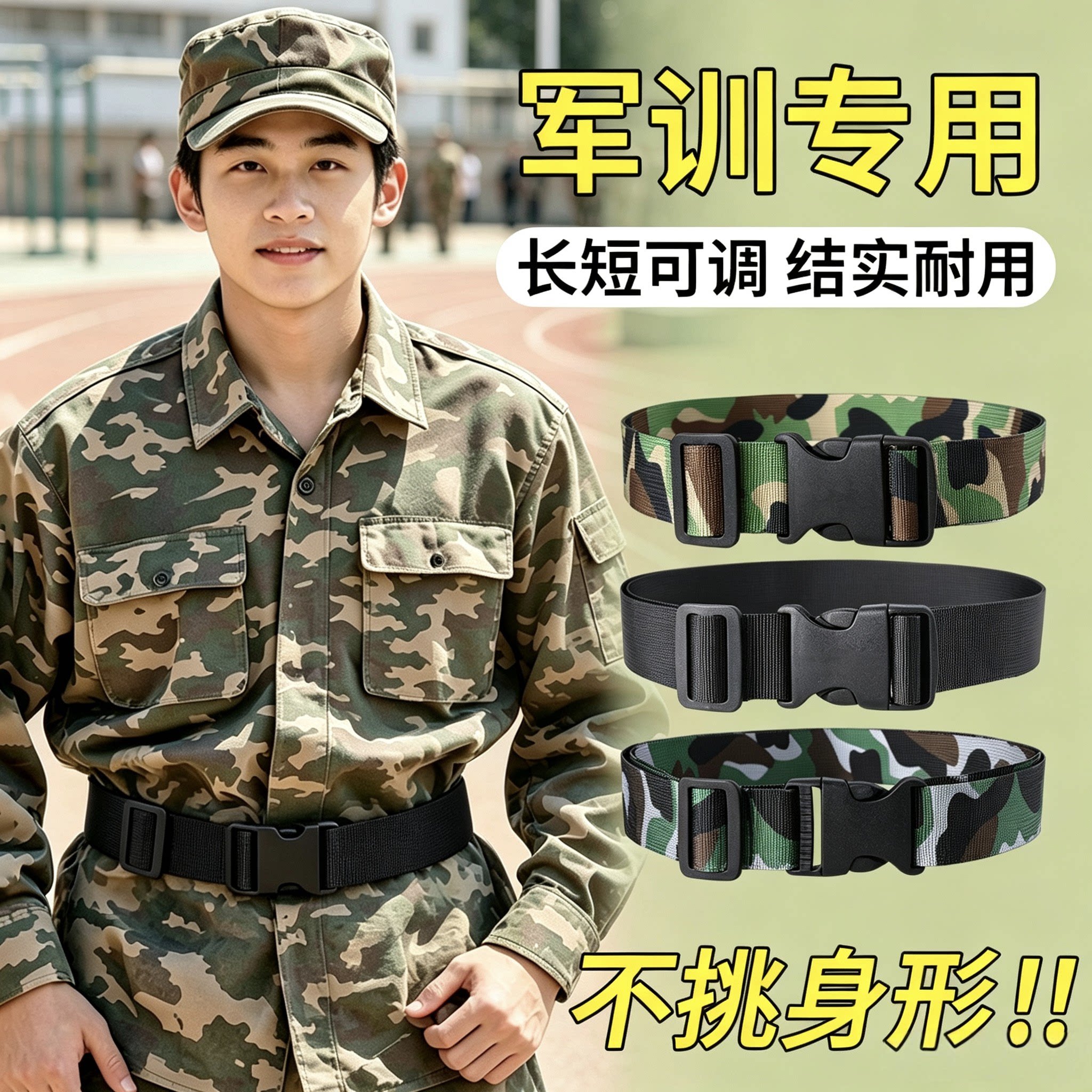 学生军训迷彩帆布护腰耐磨腰带