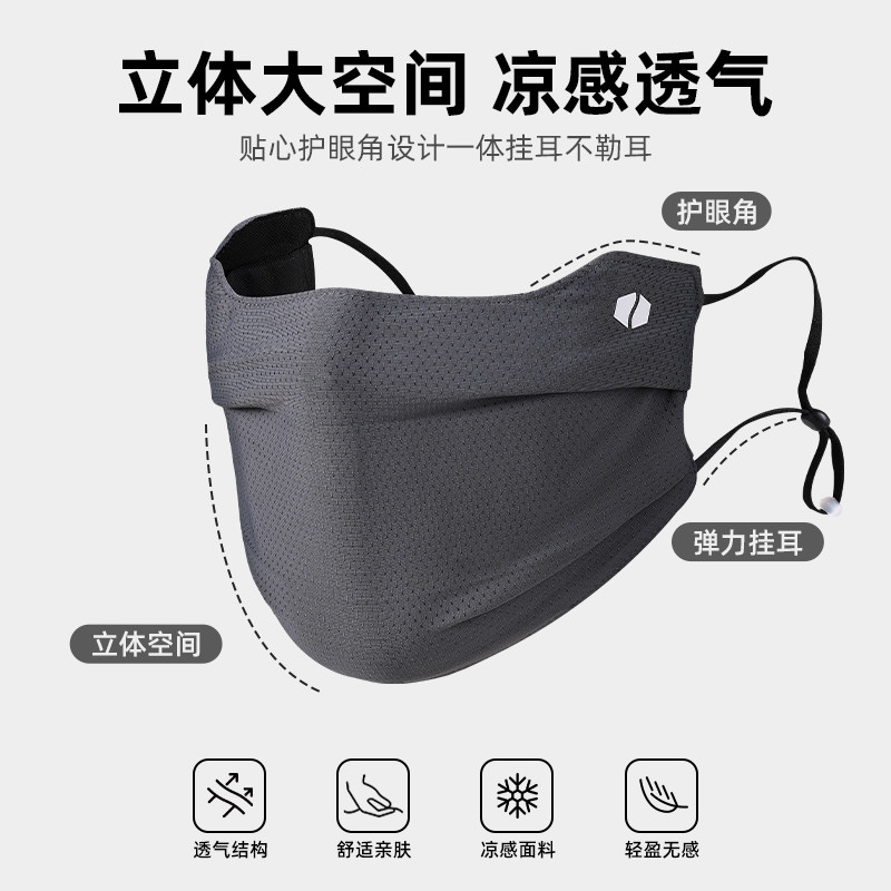 防晒面罩男夏开车骑行防晒口罩冰丝透气薄款加大护眼角女防紫外线