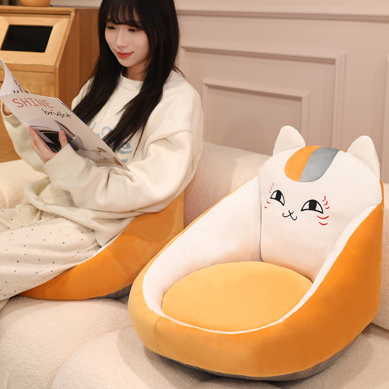 夏目友人帐椅子坐垫靠垫猫咪老师毛绒玩具娘口三三床头腰靠背一体
