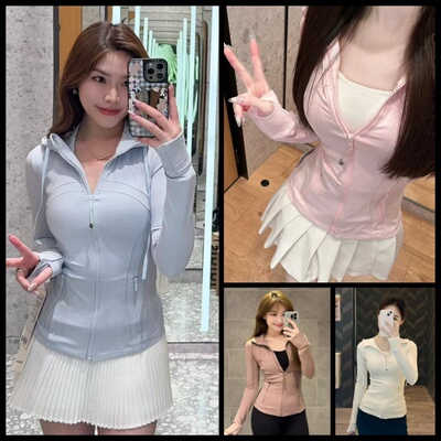 露露乐蒙女连帽修身拉链瑜伽外套