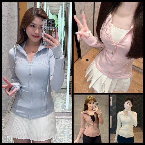 露露乐蒙女连帽修身拉链瑜伽外套