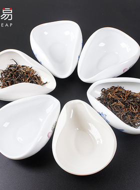 茶荷A1zoq001-白瓷赏茶禅意陶瓷茶则茶道配件茶具茶碟复古茶