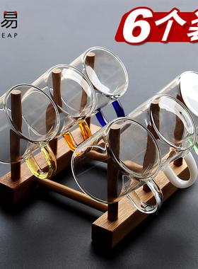 杯子/玻璃/茶/小A1zoq001-玻璃小茶杯带把耐热透明功夫茶具