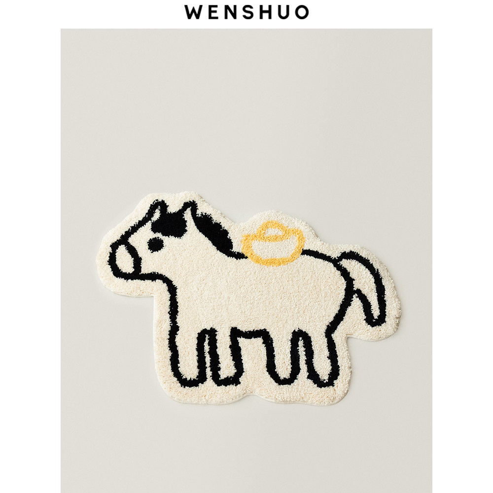 WENSHUO 原创幸运小马地毯簇绒原创新年马年床边卧室防滑保暖喜庆