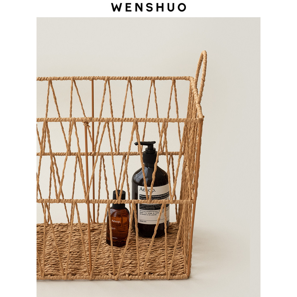 WENSHUO 日式纸绳藤编收纳筐脏衣篓民宿家用带提手衣服收纳篮,收纳整理,脏衣篮,淘宝优惠券,粉丝福利购,淘宝优惠卷
