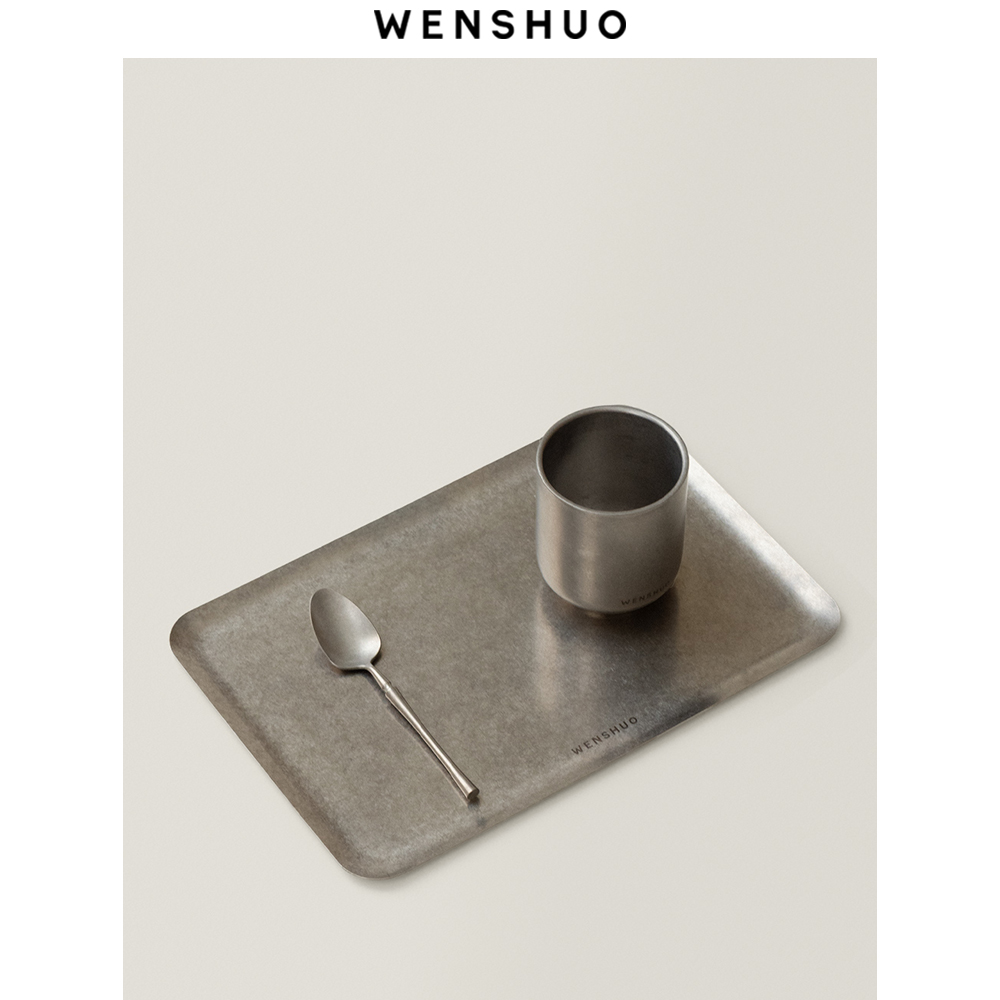 WENSHUO日式复古304不锈钢托盘