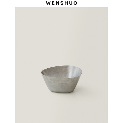 WENSHUO 覆古不锈钢拉面碗饭碗小菜酱料碗异形做旧露营户外餐具