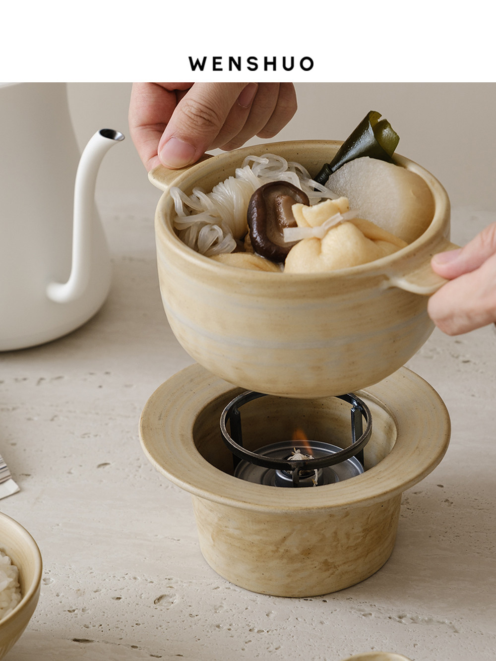 文说Wabi-Sabi风格暖茶炉覆古陶瓷底座日式茶炉烹饪炉家暖茶炉