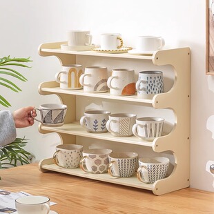 桌面杯子收纳置物架办公室工位多层储物架杯架茶具水吧咖啡餐边柜