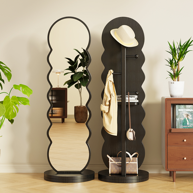 可移动落地镜家用客厅卧室玄关入户全身镜衣帽架镜子可旋转试衣镜