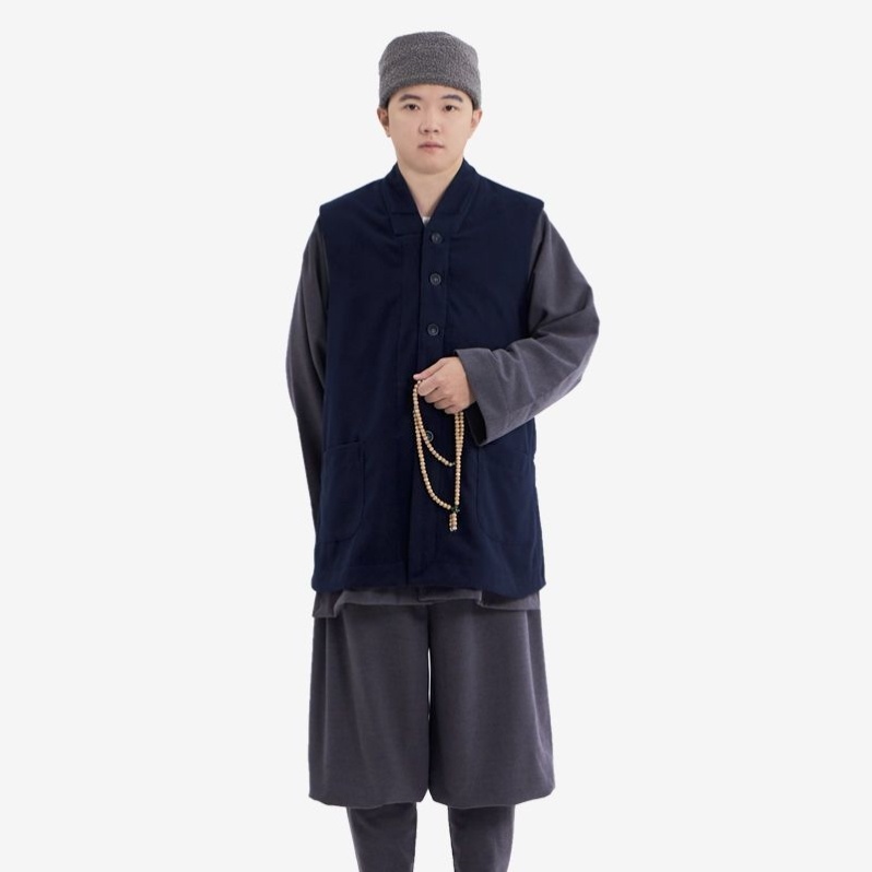 新式冬季僧人加绒马甲毛呢马夹僧装保暖僧服伽蓝褂御寒居士服禅D