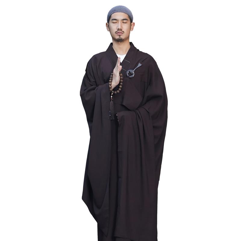 优选【弘通 专注品质】居士五戒缦衣 海青搭衣女咖啡色男僧服僧衣