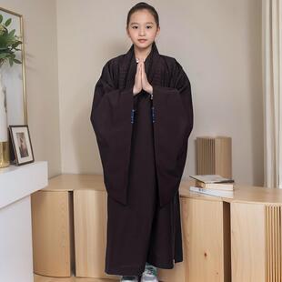 优选海青儿童男女款小码禅修服朝拜海清衣台麻小孩黑色咖色小和尚