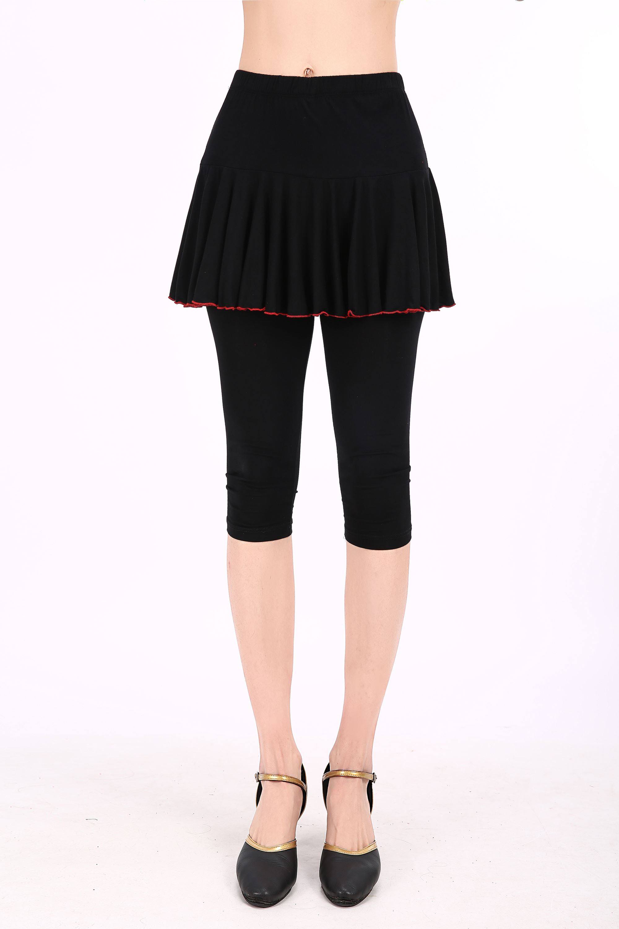 广场舞裙裤莫代尔跳舞裤子女舞蹈裤跳操练功七分裤裙女夏季黑