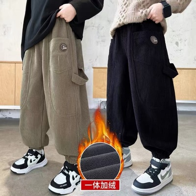 男童灯芯绒加绒休闲裤子