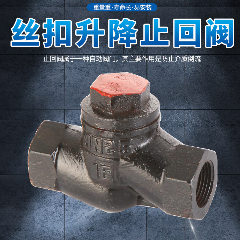 h11t-16升降式卧式止回阀 铸铁内牙丝扣单向阀dn25 40 50 6分 1寸