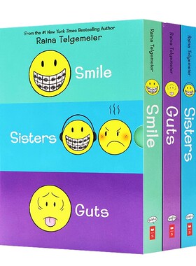 【自营】Smile Sisters Guts 微笑姐妹勇气3册盒装 英文原版漫画书 儿童青少年情绪管理彩色故事图画书 Raina Telgemeier 英语读物