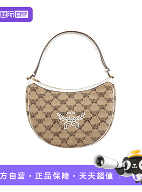 【自营】MCMMCM 女士百搭刺绣金色调Hobo包单肩包 MWHFSAC03IN001