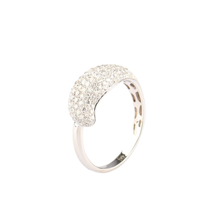 中古95新群镶钻石18K白金53号戒指 自营