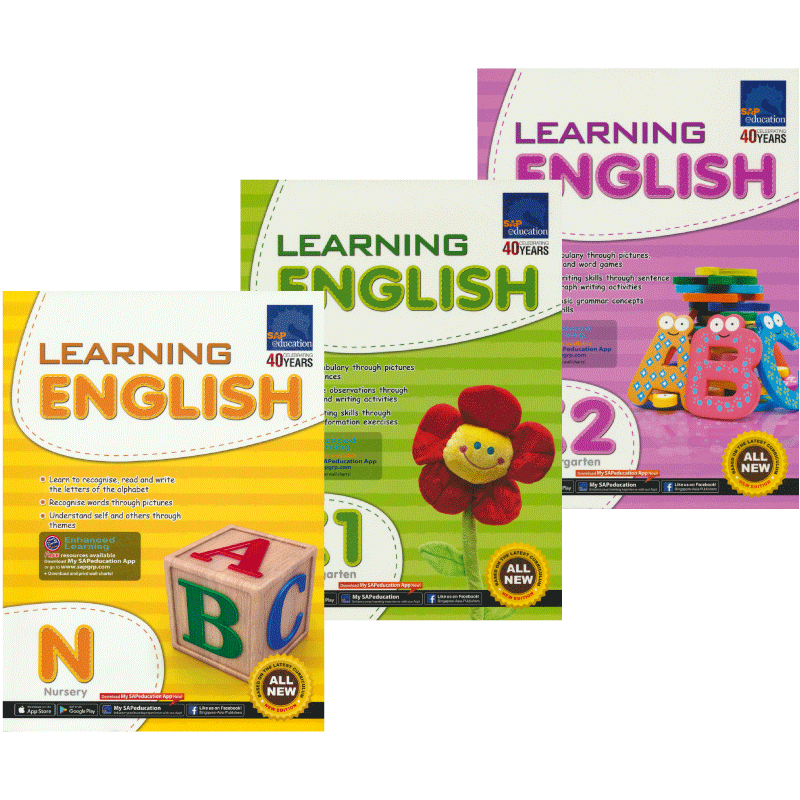 【自营】SAP 新加坡幼儿园英语练习册 Learning English N-K2 学龄前 小班 大班 英文字母单词 句子语法 零基础学习教辅 英文原版