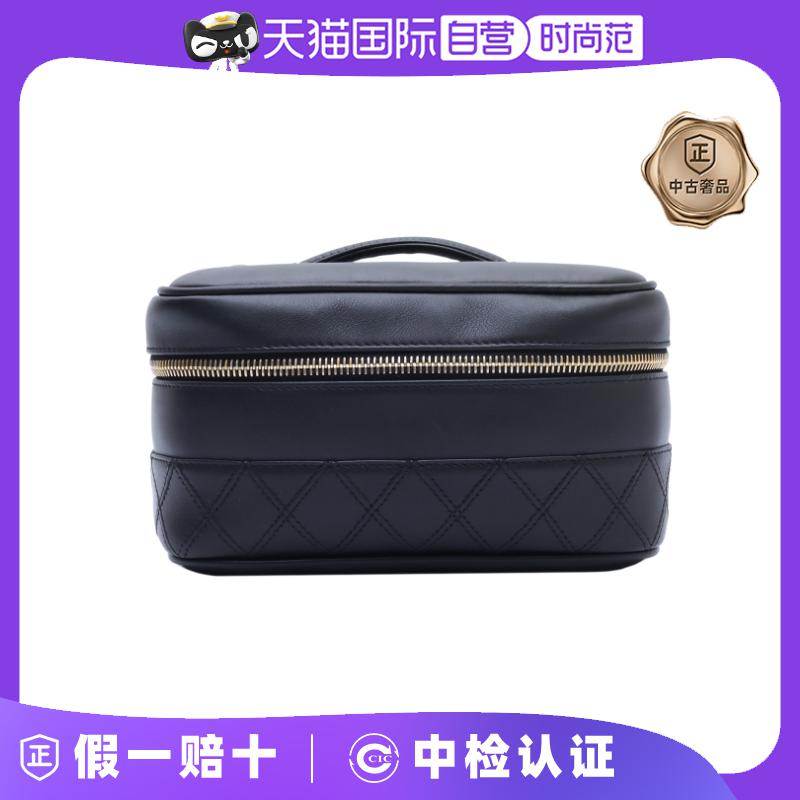 【自营】中古9新Chanel/香奈儿手提包香奈儿手提化妆包黑色金扣