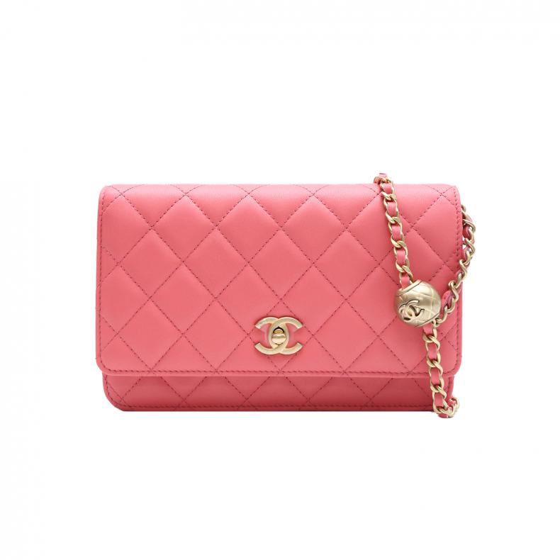 【自营】中古98新Chanel/香奈儿斜挎包CFWOC金球款金扣粉色