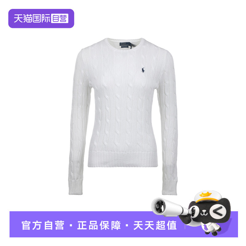 【自营】Ralph Lauren/拉夫劳伦女士小马刺绣纯棉圆领针织衫毛衣