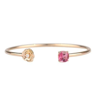 【自营】中古95新伯爵ROSE系列钻石粉碧玺开口手镯750玫瑰金16号