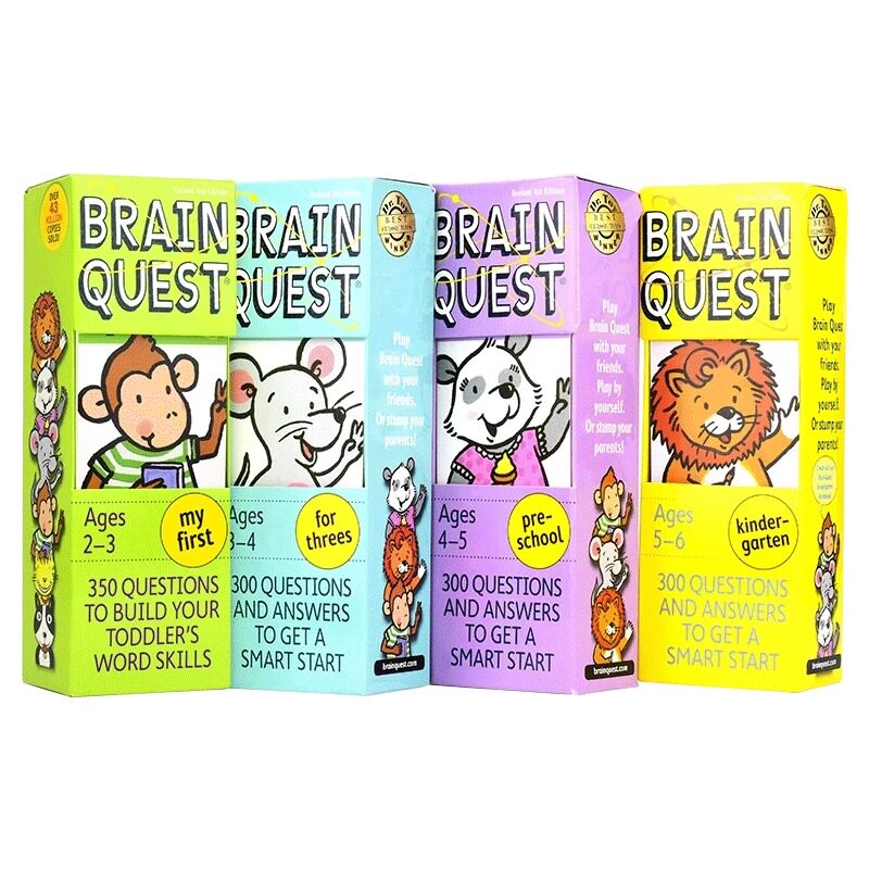 【自营】Brain Quest Preschool Kindergarten 美国学前儿童智力题卡片 BQ问答 大脑任务 2-6岁 低幼组 学龄前+幼儿园4册 英文原版