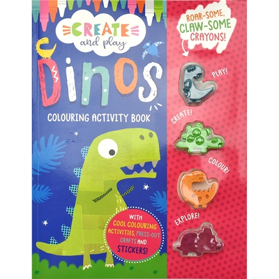 【自营】Create and Play Dinos Coloring Activity Book 恐龙主题创意涂色活动书 赠蜡笔 儿童启蒙认知 艺术启蒙 3-6岁 英文原版