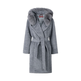【自营】Max Mara Studio 女士羊中长款连帽大衣外套 GESSY羊毛
