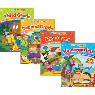 【自营】英文原版 Scholastic Smart Practice Kindergarten Grade 1 2 3 5 美国学乐聪慧系列教辅 越学越聪明 幼儿园小学英语教育
