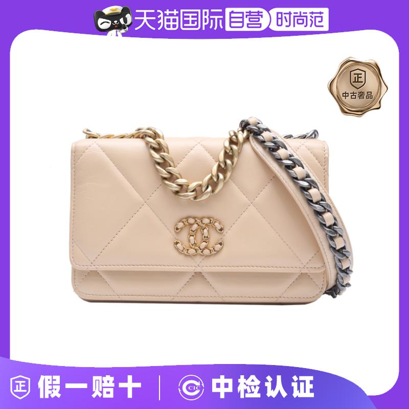 【自营】中古95新Chanel/香奈儿斜挎包19BAG口盖包WOC羊皮革