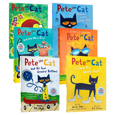 【自营】英文绘本 Pete the Cat I Love My White Shoes 4册 （含1册精装） 皮特猫好性格养成书 3-6岁故事图画书 吴敏兰常青藤