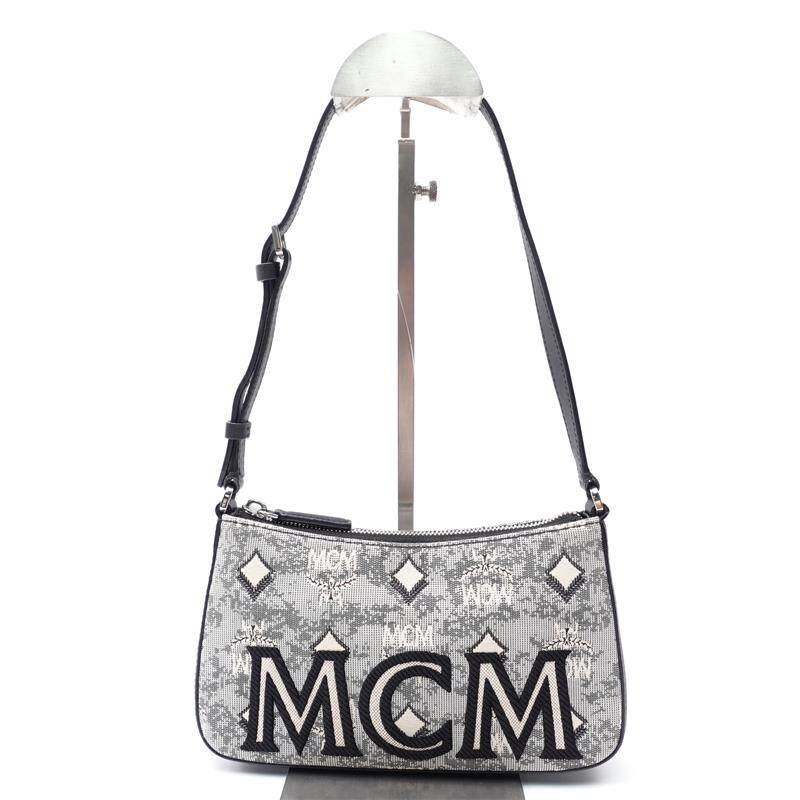 【自营】MCM95新  黑色老花帆布斜挎包单肩包手提包H