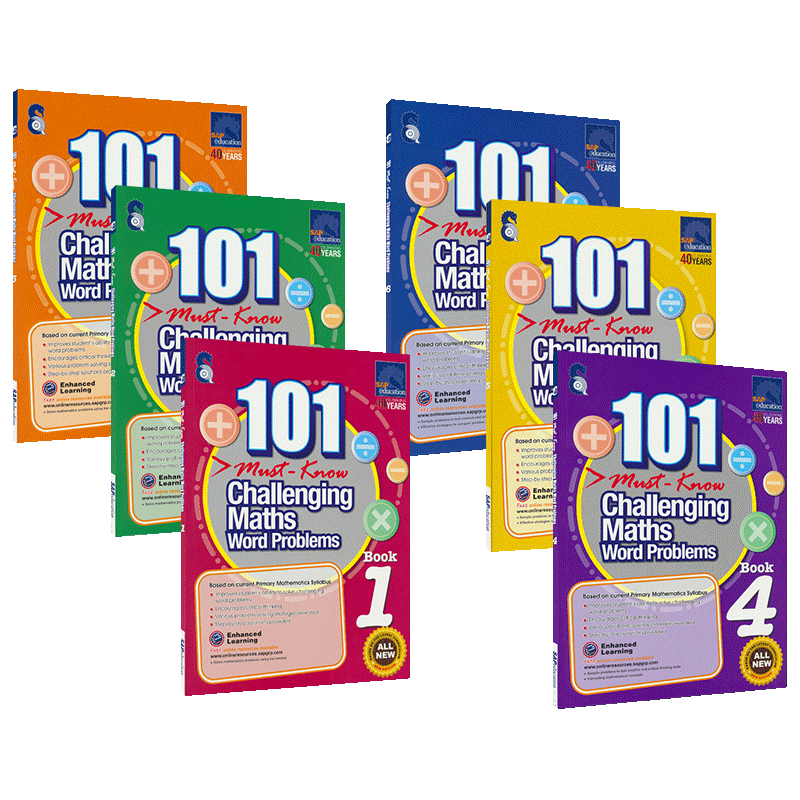 【自营】SAP 101 Challenging Maths Word Problems 6 Books 新加坡数学101个数学必学应用题小学教辅1-6年级英文原版进口图书