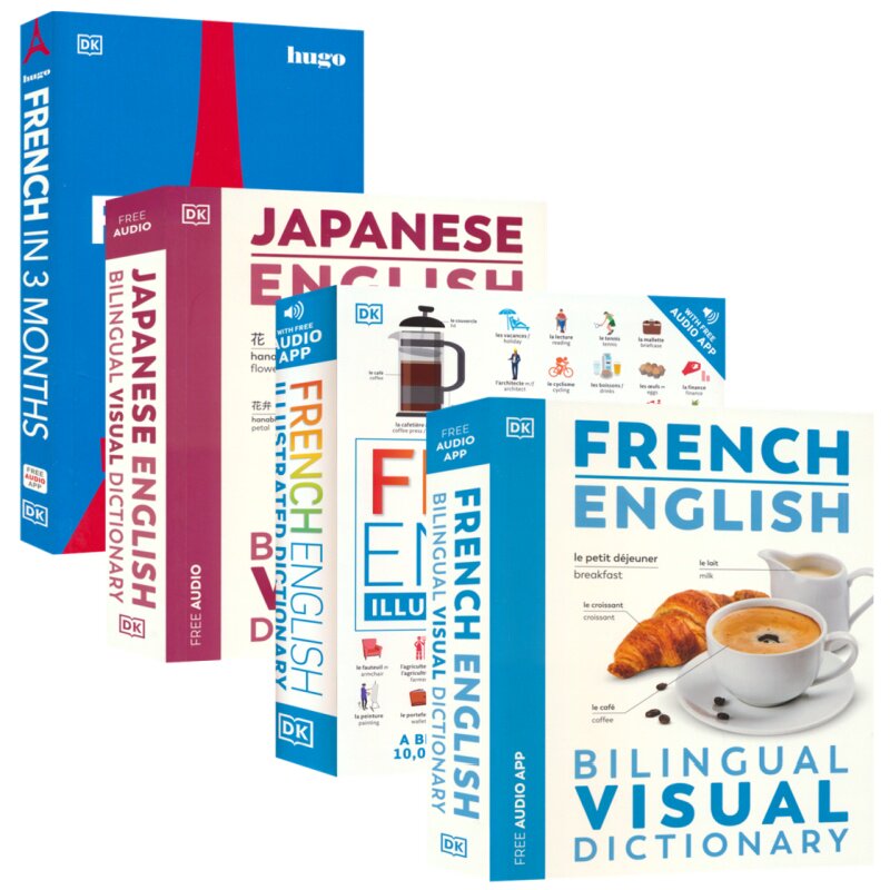 【自营】DK Spanish German French Japanese Chinese dictionary 法语 日语入门图解词典 3个月速成教材 双语视觉词典 英文原版